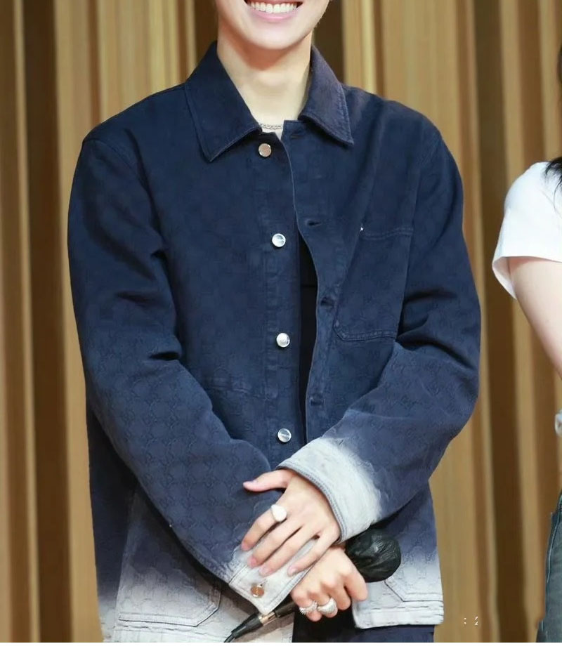 구찌 블리치 GG 코튼 데님 자카드 셔츠