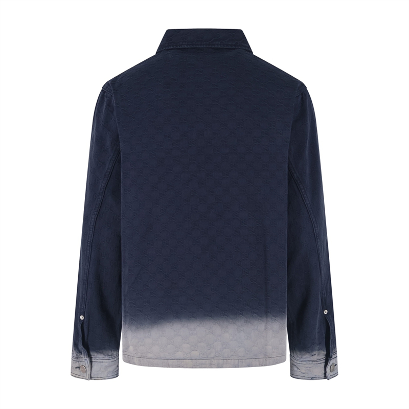 구찌 블리치 GG 코튼 데님 자카드 셔츠