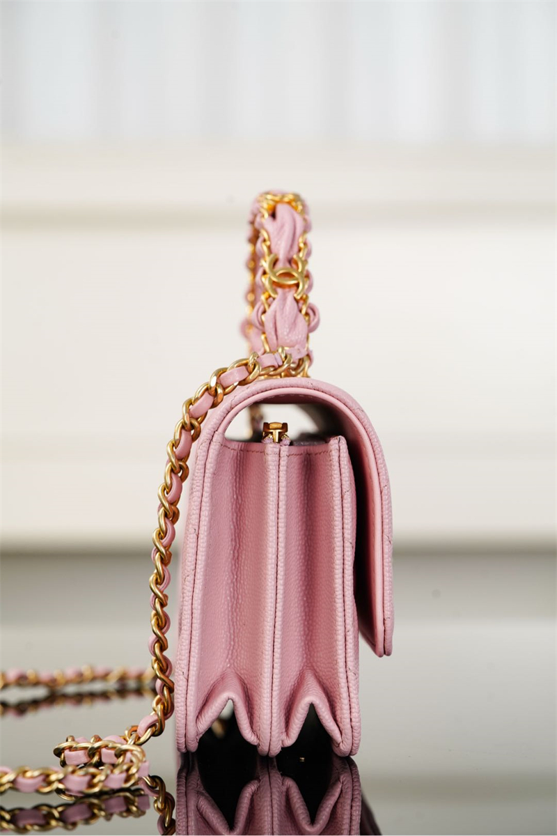 샤넬 25B 클래식 탑핸들 체인백 캐비어 골드메탈 핑크