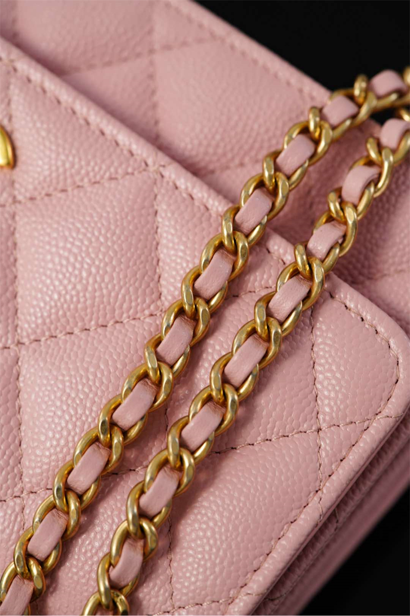 샤넬 25B 클래식 탑핸들 체인백 캐비어 골드메탈 핑크