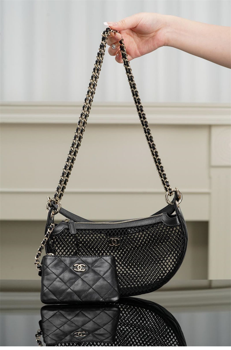 샤넬 25ss 메시 골드메탈 체인 미니 백