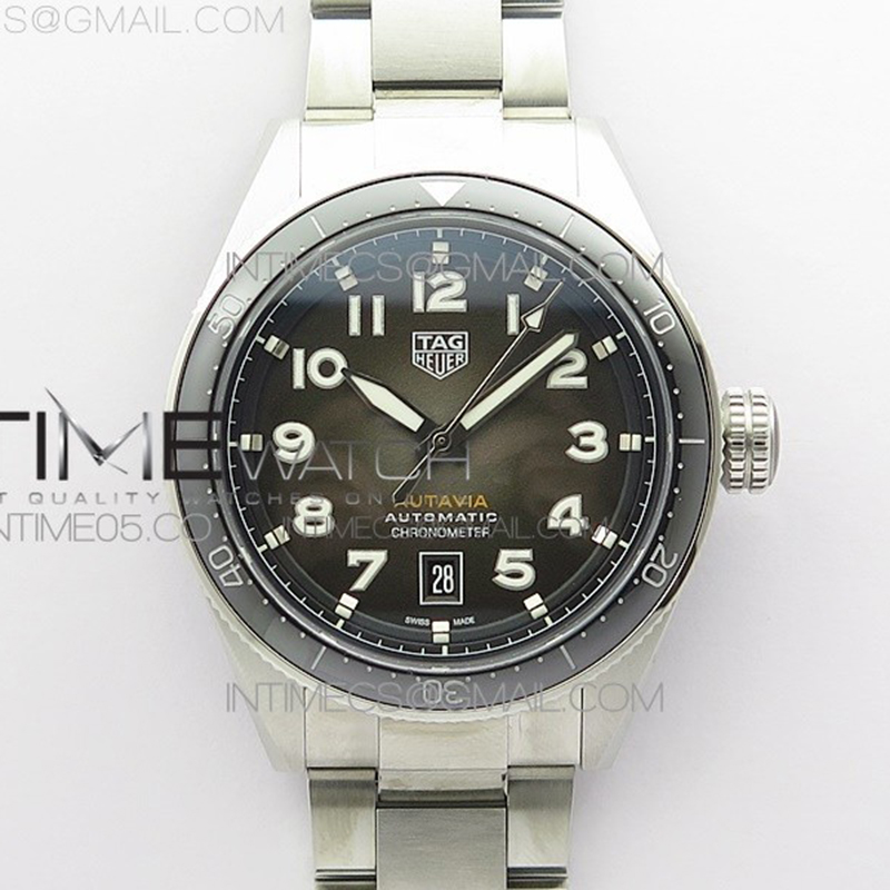 KOR공장 태그호이어 오타비아 그레이다이얼 Autavia WBE5116 42mm SS KOR 1_1 Best Edition Black Ceramic bezel Gray Dial on SS Bracelet SW200