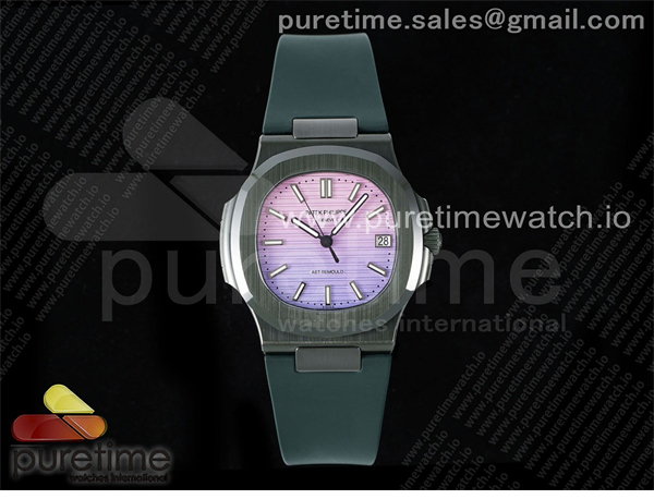 AMG공장 파텍필립 노틸러스 5711 그린풀세라믹 퍼플그라데이션다이얼 그린러버스트랩 AET Nautilus 5711 Green Ceramic AMGF Best Edition Purple_Pink Dial on Green Rubber Strap MIYOTA 9015