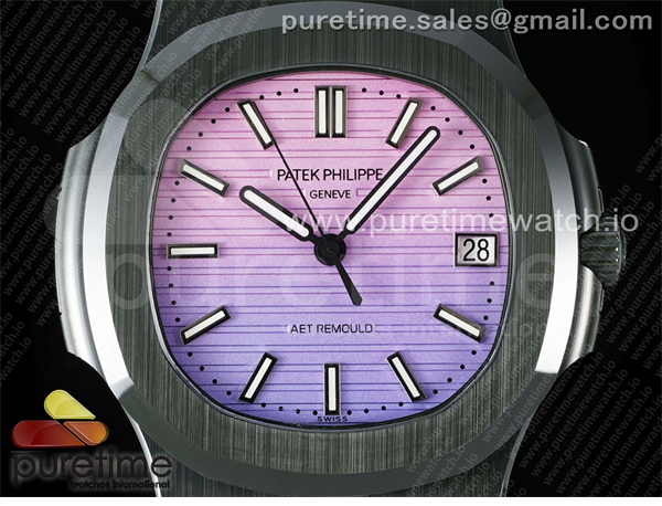 AMG공장 파텍필립 노틸러스 5711 그린풀세라믹 퍼플그라데이션다이얼 그린러버스트랩 AET Nautilus 5711 Green Ceramic AMGF Best Edition Purple_Pink Dial on Green Rubber Strap MIYOTA 9015