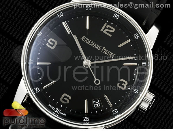 APS공장 오데마피게 로얄오크 15210 CODE 11.59 스틸 블랙다이얼 가죽스트랩 Code 11.59 SS 15210 APSF 1_1 Best Edition Black Dial on Black Leather Strap SA4302 Super Clone