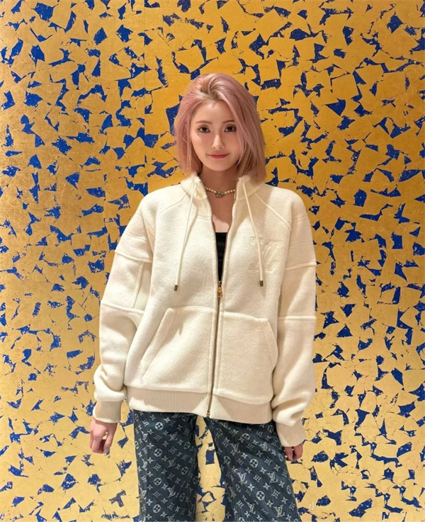 루이비통 LV자수 텍스처드 울 블루종