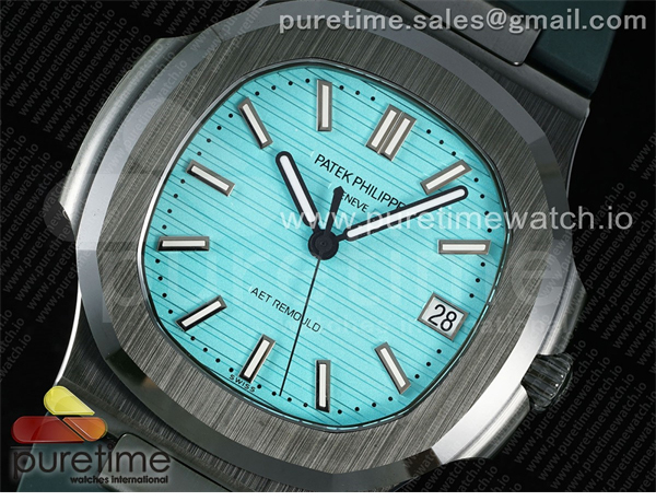 AMG공장 파텍필립 노틸러스 5711 그린풀세라믹 티파니블루다이얼 그린러버스트랩 AET Nautilus 5711 Green Ceramic AMGF Best Edition Tiffany Blue Dial on Green Rubber Strap MIYOTA 9015