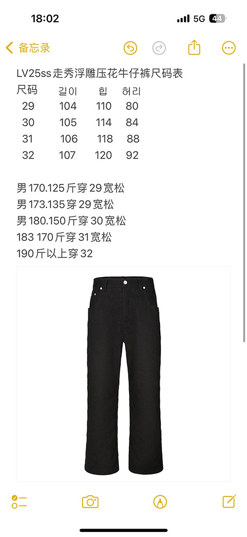 루이비통 25SS 엠보싱 데님 팬츠