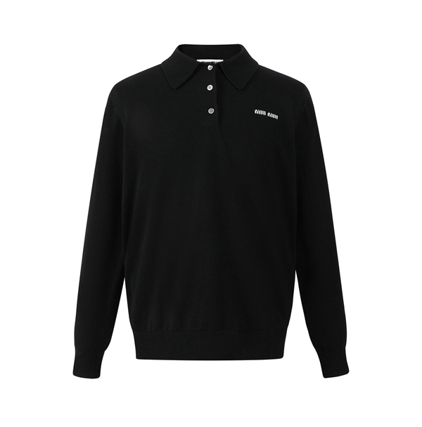 미우미우 24SS 로고 울 니트 폴로 티셔츠
