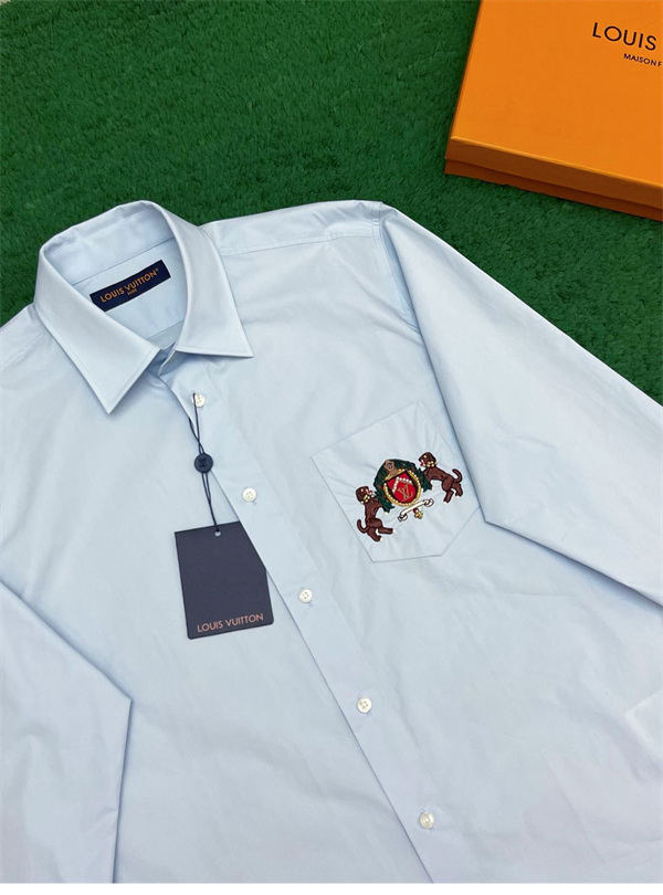 루이비통 LV도그 엠브로이더드 롱 슬리브드 코튼 셔츠