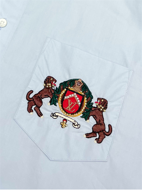 루이비통 LV도그 엠브로이더드 롱 슬리브드 코튼 셔츠