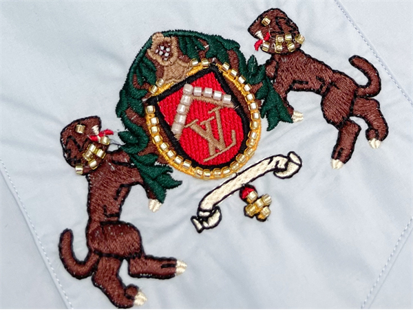 루이비통 LV도그 엠브로이더드 롱 슬리브드 코튼 셔츠