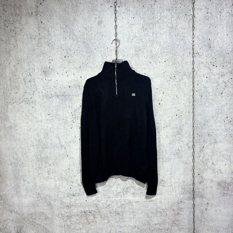 셀린느 트리오페 자수로고 울 캐시미어 반집업 니트