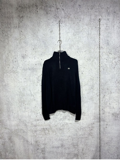 셀린느 트리오페 자수로고 울 캐시미어 반집업 니트