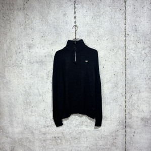 셀린느 트리오페 자수로고 울 캐시미어 반집업 니트