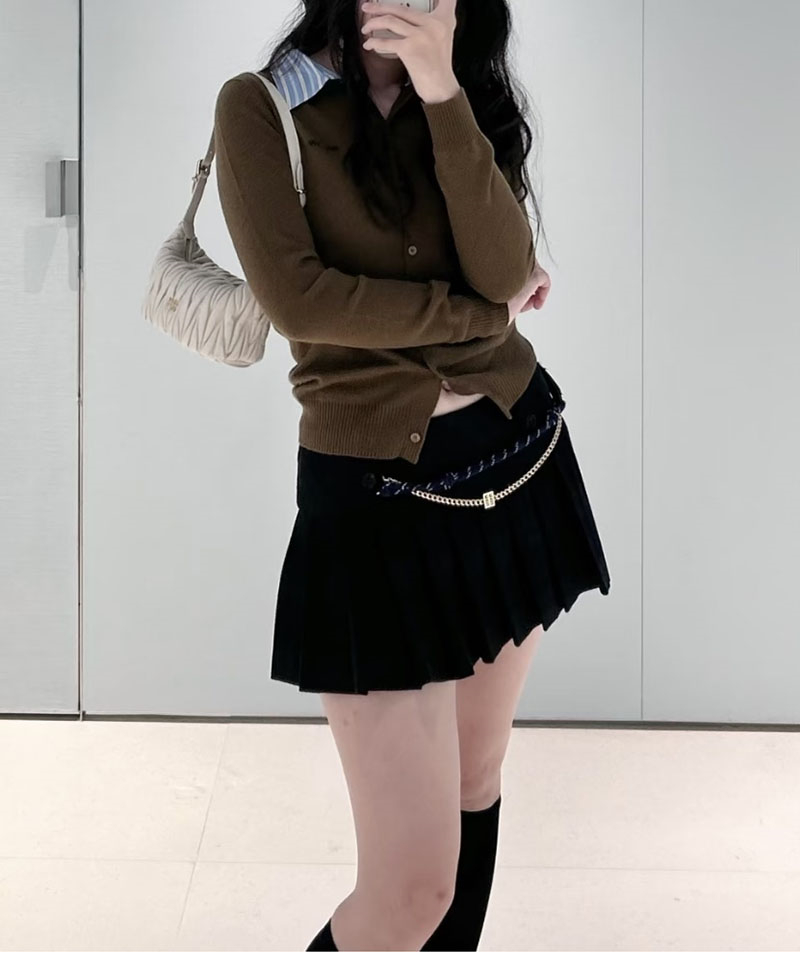 미우미우 카라 엠벨리시드 캐시미어 가디건