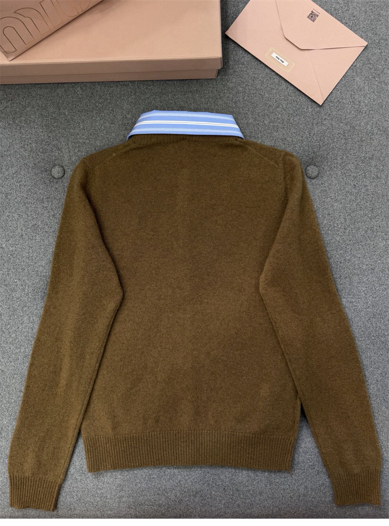 미우미우 카라 엠벨리시드 캐시미어 가디건