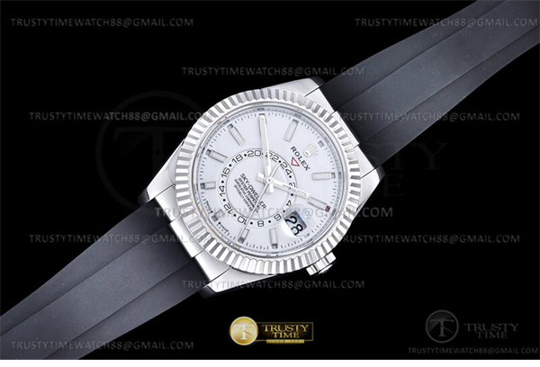 ZF공장 롤렉스 스카이드웰러 스틸 화이트다이얼 러버스트랩 텅스텐 Skydweller 336239 Wt WG_RU White ZF V2 Asia 2824