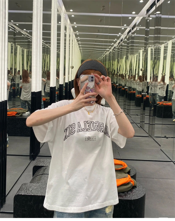 메종 마르지엘라 MM6 로고 반팔 티셔츠