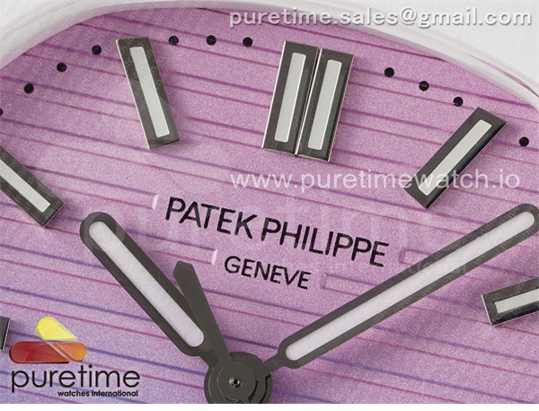 AMG공장 파텍필립 노틸러스 5711 화이트풀세라믹 퍼플그라데이션다이얼 화이트러버스트랩 AET Nautilus 5711 White Ceramic AMGF Best Edition Purple_Pink Dial on White Rubber Strap MIYOTA 9015