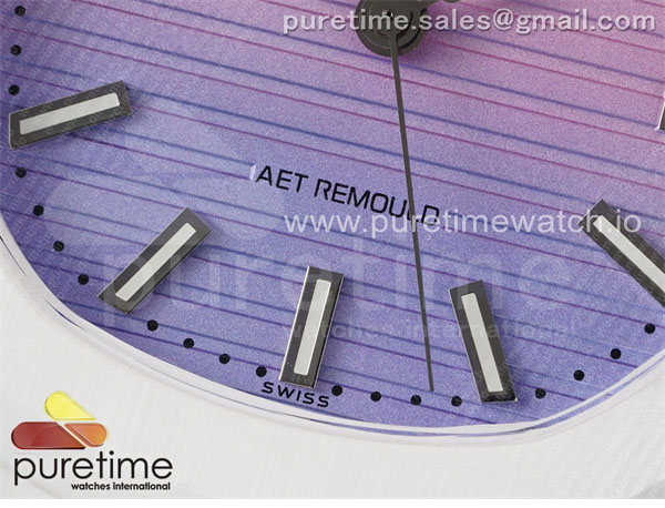 AMG공장 파텍필립 노틸러스 5711 화이트풀세라믹 퍼플그라데이션다이얼 화이트러버스트랩 AET Nautilus 5711 White Ceramic AMGF Best Edition Purple_Pink Dial on White Rubber Strap MIYOTA 9015