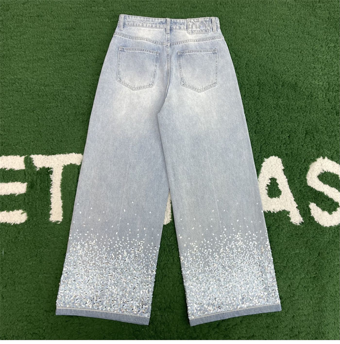 샤넬 시퀸 자수 워시드 데님 팬츠