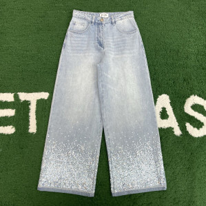 샤넬 25P 시퀸 자수 워시드 데님 팬츠