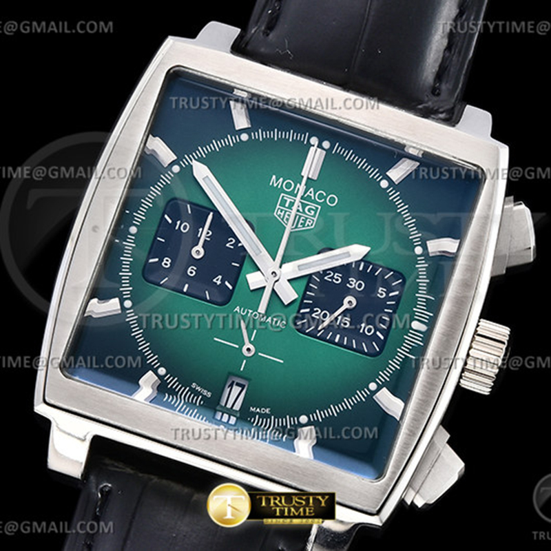 태그호이어 모나코 크로노그래프 그린옴브르다이얼 가죽스트랩 Tag Monaco Chronograph SS_LE Green Jap VK64A