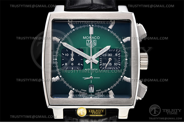 태그호이어 모나코 크로노그래프 그린옴브르다이얼 가죽스트랩 Tag Monaco Chronograph SS_LE Green Jap VK64A