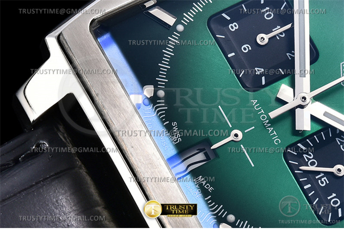 태그호이어 모나코 크로노그래프 그린옴브르다이얼 가죽스트랩 Tag Monaco Chronograph SS_LE Green Jap VK64A