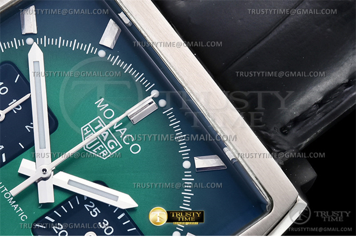 태그호이어 모나코 크로노그래프 그린옴브르다이얼 가죽스트랩 Tag Monaco Chronograph SS_LE Green Jap VK64A