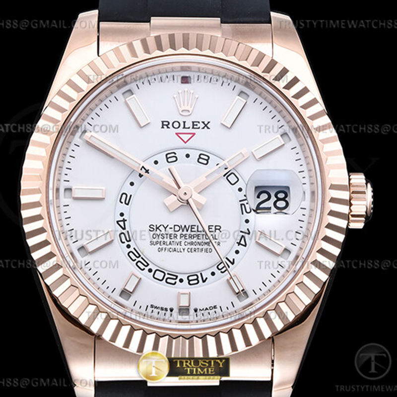 ZF공장 롤렉스 스카이드웰러 로즈골드금통 화이트다이얼 러버스트랩 텅스텐 Skydweller 336235 Wt RG_RU White ZF V2 Asia 2824