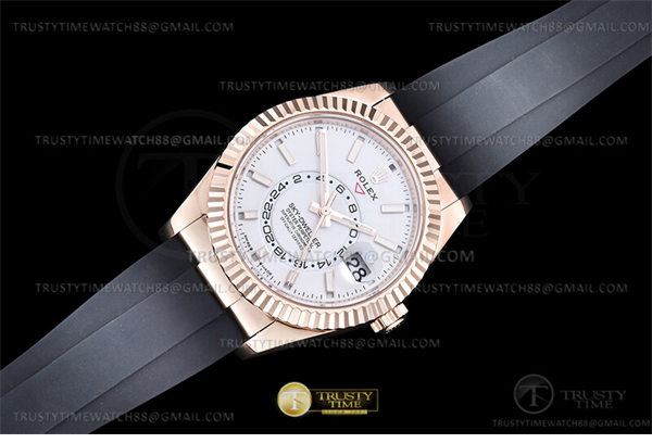 ZF공장 롤렉스 스카이드웰러 로즈골드금통 화이트다이얼 러버스트랩 텅스텐 Skydweller 336235 Wt RG_RU White ZF V2 Asia 2824