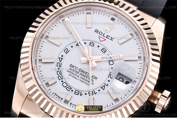 ZF공장 롤렉스 스카이드웰러 로즈골드금통 화이트다이얼 러버스트랩 텅스텐 Skydweller 336235 Wt RG_RU White ZF V2 Asia 2824