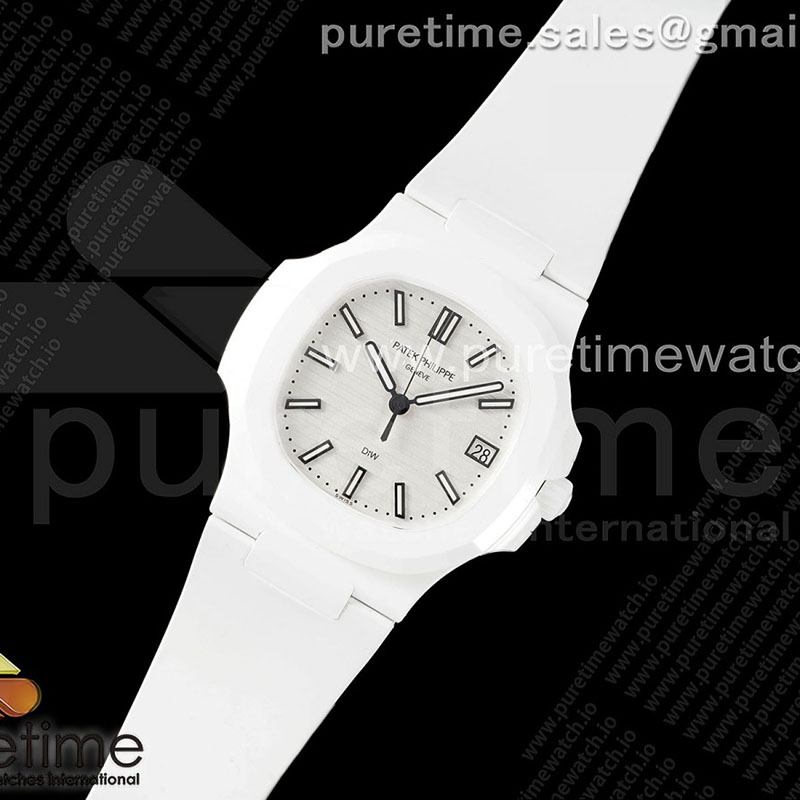 AMG공장 파텍필립 노틸러스 5711 화이트풀세라믹 화이트다이얼 화이트러버스트랩 AET Nautilus 5711 White Ceramic AMGF Best Edition White Dial on White Rubber Strap MIYOTA 9015