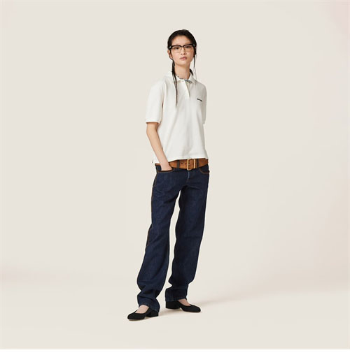 미우미우 코튼 피케 폴로 셔츠 2컬러