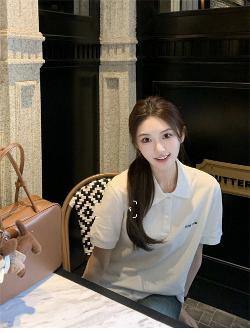 미우미우 코튼 피케 폴로 셔츠 2컬러