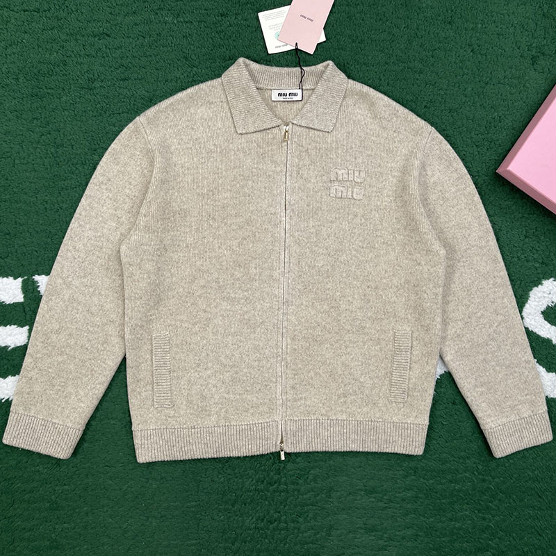 미우미우 셰틀랜드 울 캐시미어 집업 가디건