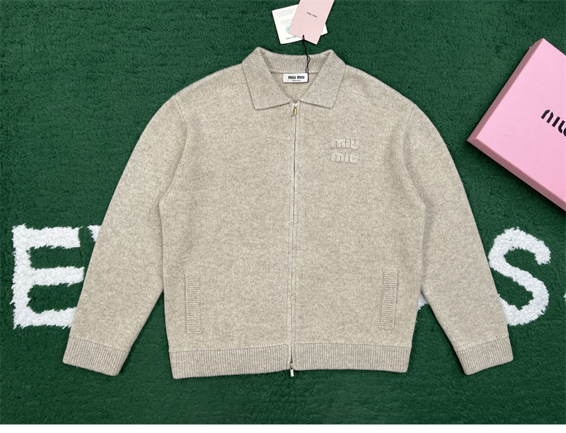 미우미우 셰틀랜드 울 캐시미어 집업 가디건