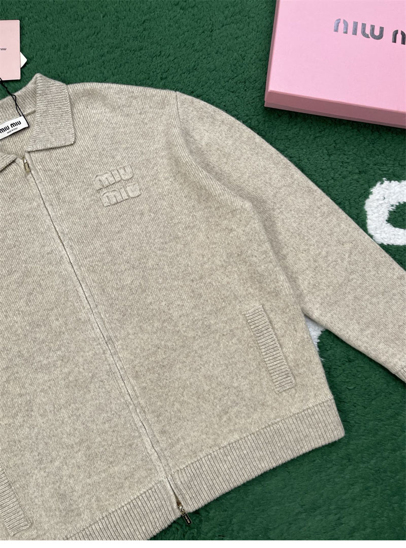 미우미우 셰틀랜드 울 캐시미어 집업 가디건