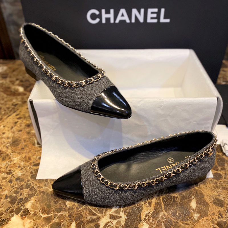 샤넬 트위드 메리제인 플랫 슈즈