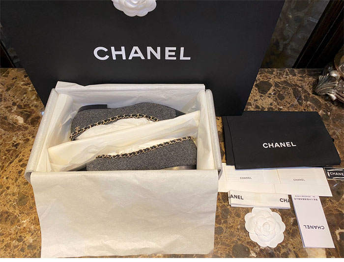 샤넬 트위드 메리제인 플랫 슈즈