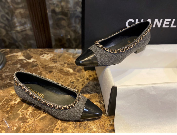 샤넬 트위드 메리제인 플랫 슈즈