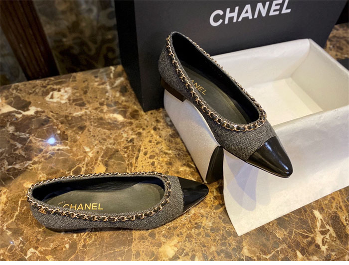 샤넬 트위드 메리제인 플랫 슈즈