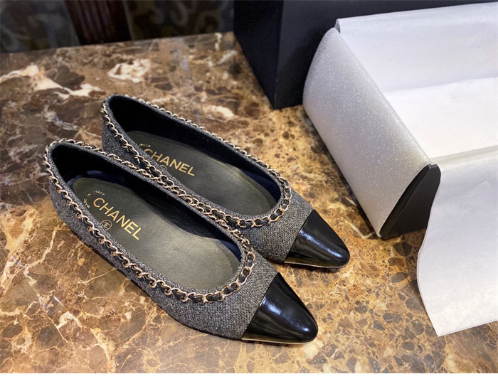 샤넬 트위드 메리제인 플랫 슈즈
