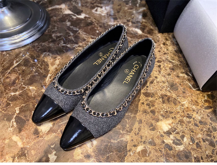 샤넬 트위드 메리제인 플랫 슈즈