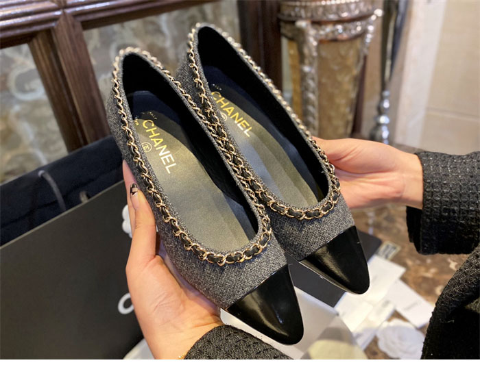 샤넬 트위드 메리제인 플랫 슈즈