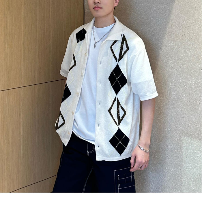 디올 CD 다이아몬드 블렌드 인타샤 아가일 셔츠