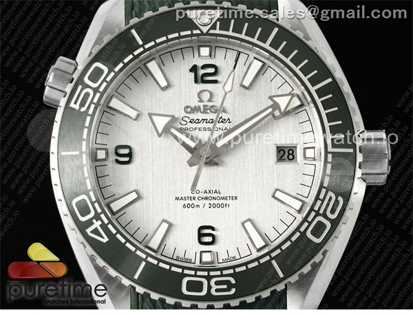 VS공장 오메가 씨마스터 플래닛오션 600M 그린베젤 그린러버스트랩 Planet Ocean 43.5mm SS VSF 1_1 Best Edition Green Bezel White Dial on Green Rubber Strap A8900 Super Clone