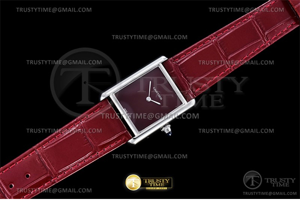 DR공장 까르띠에 탱크 머스트 라지 레드다이얼 악어스트랩 Cartier Tank Must SS_LE Red DRF Swiss Qtz